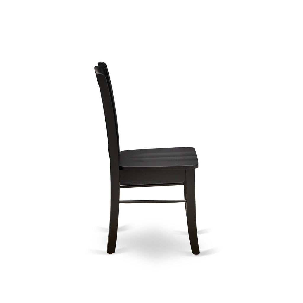 East West Furniture DLC-BLK-W Dublin Kitchen Dining Chairs - Slat Back Wood Seat Chairs
