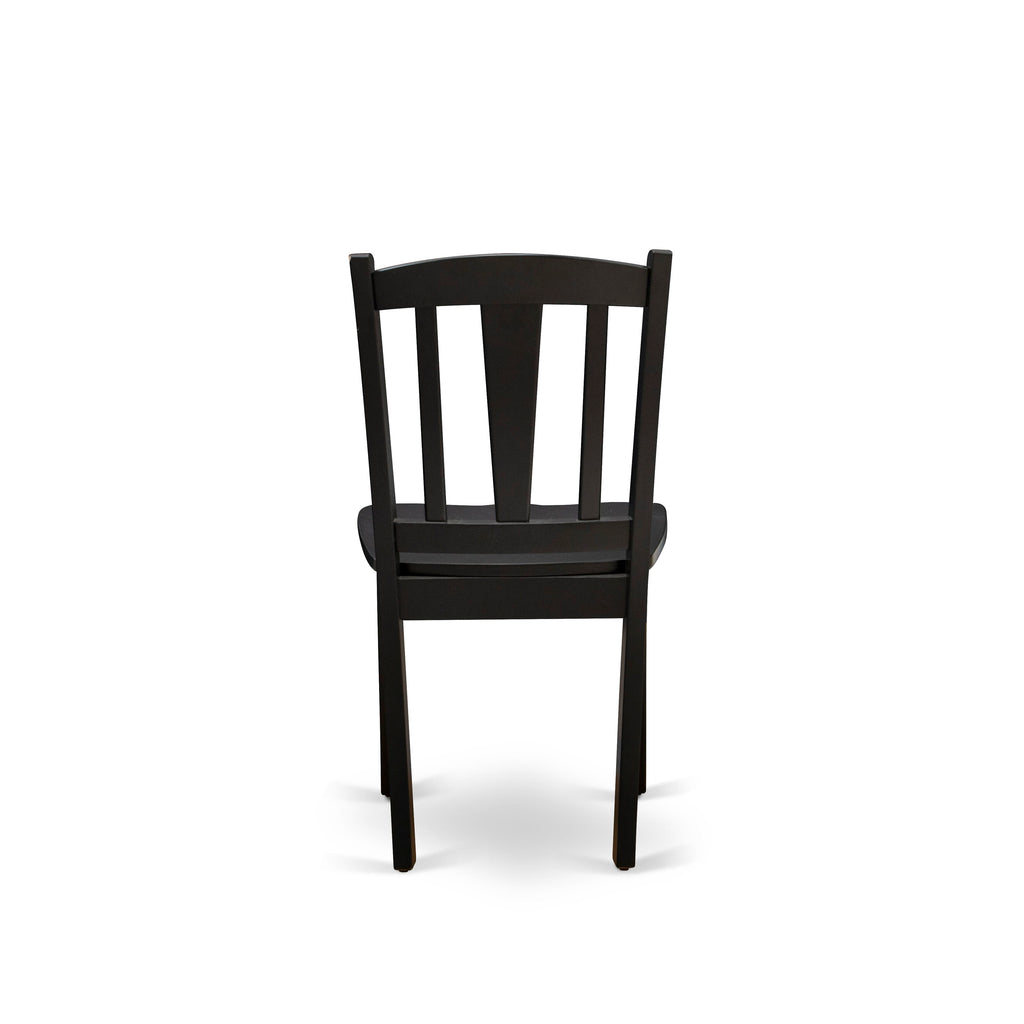 East West Furniture DLC-BLK-W Dublin Kitchen Dining Chairs - Slat Back Wood Seat Chairs