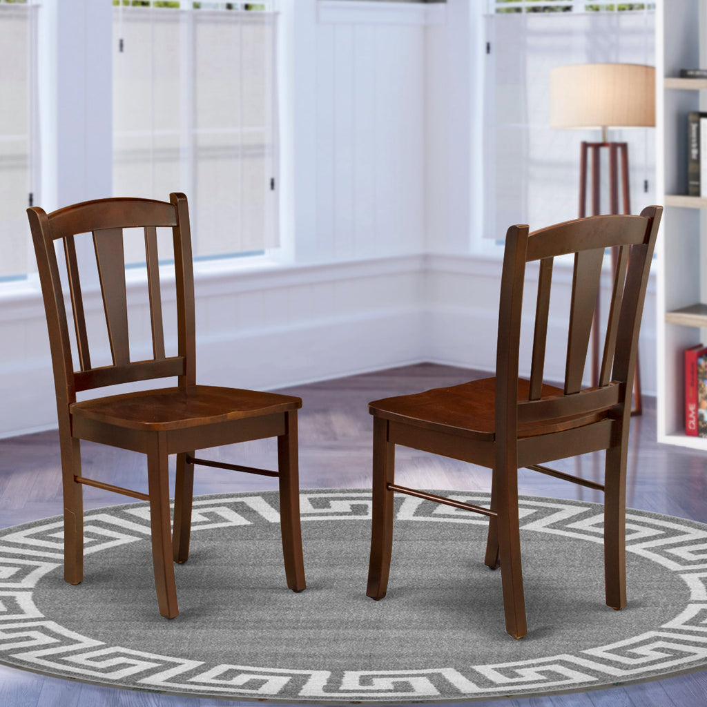 East West Furniture DLC-MAH-W Dublin Dining Chairs - Slat Back Solid Wood Seat Chairs