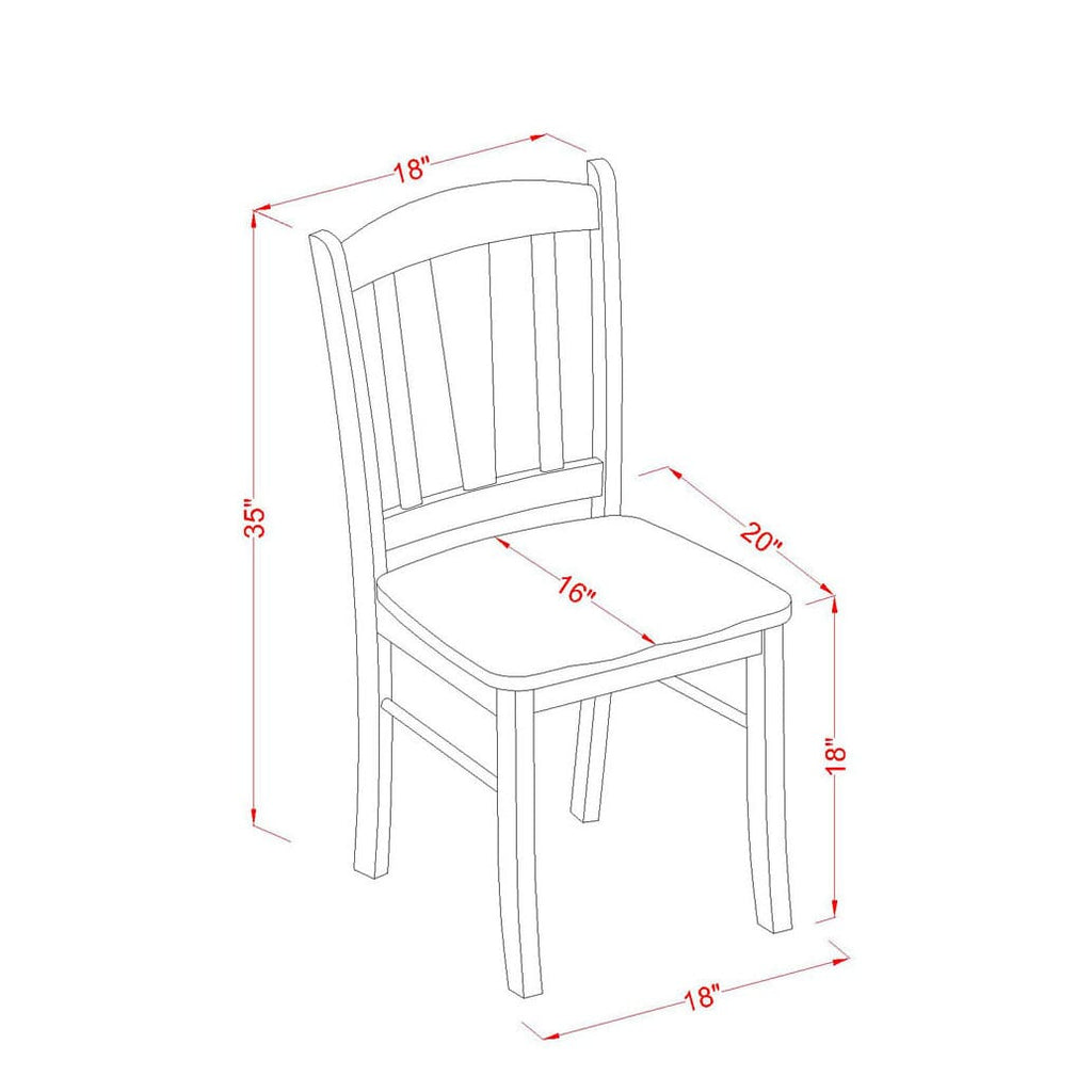 East West Furniture DLC-MAH-W Dublin Dining Chairs - Slat Back Solid Wood Seat Chairs