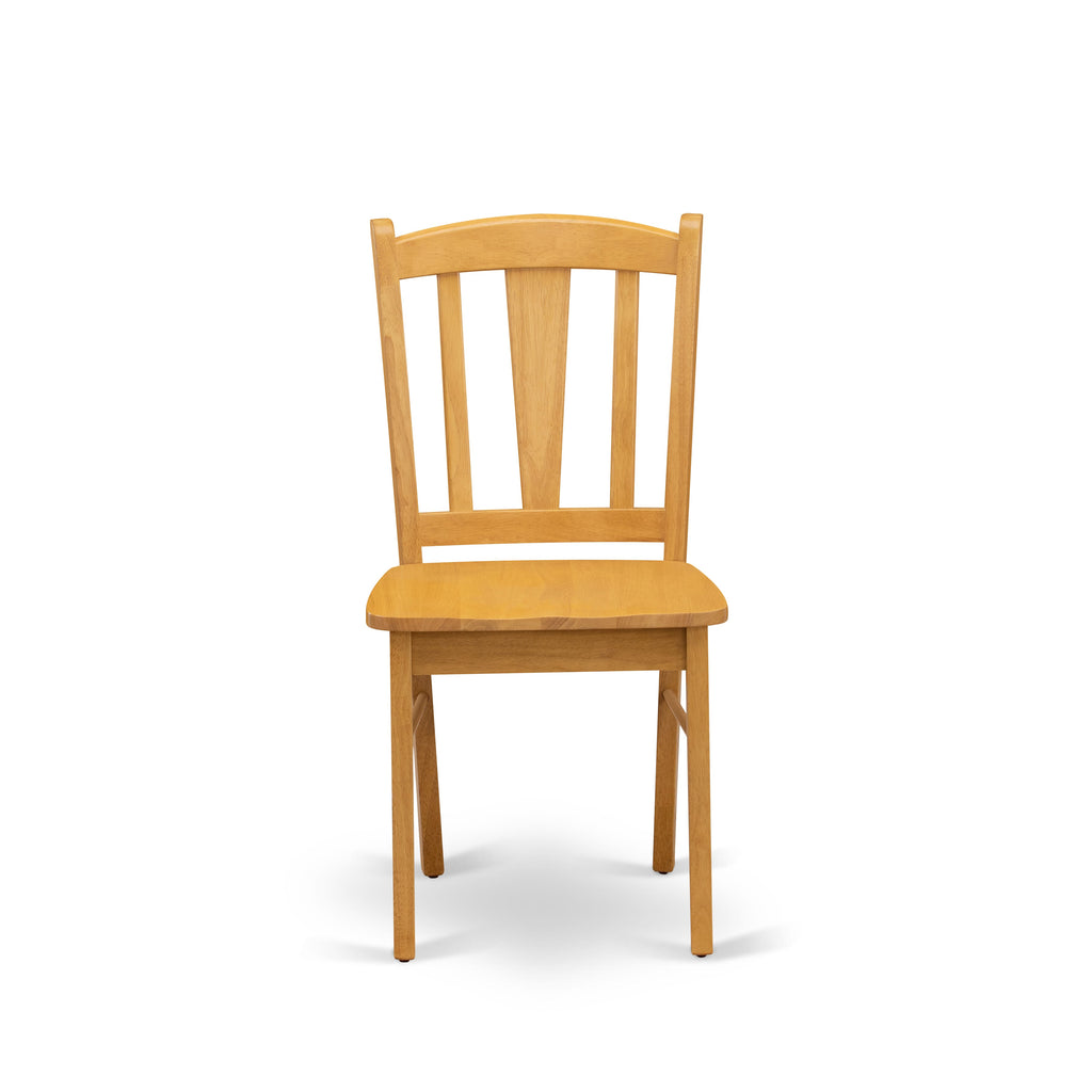 East West Furniture DLC-OAK-W Dublin Dining Chairs - Slat Back Wooden Seat Chairs