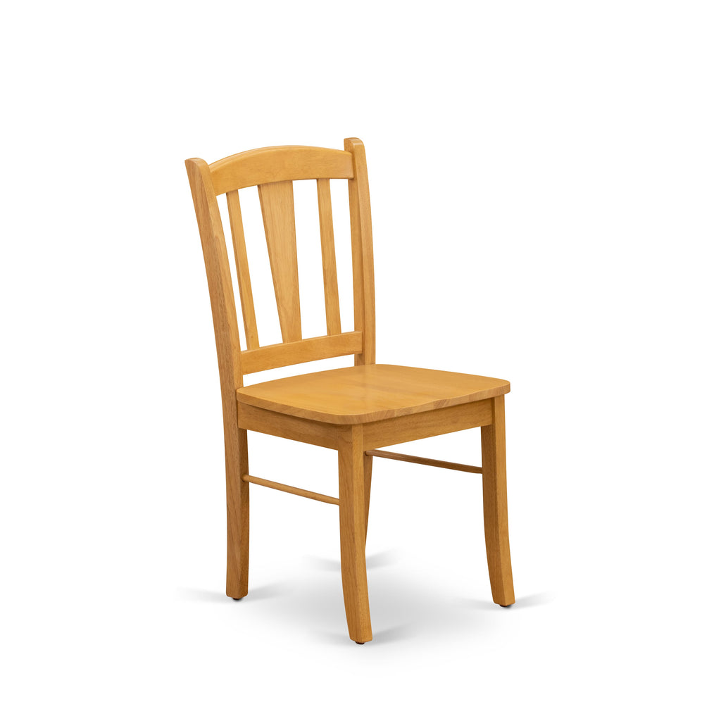 East West Furniture DLC-OAK-W Dublin Dining Chairs - Slat Back Wooden Seat Chairs