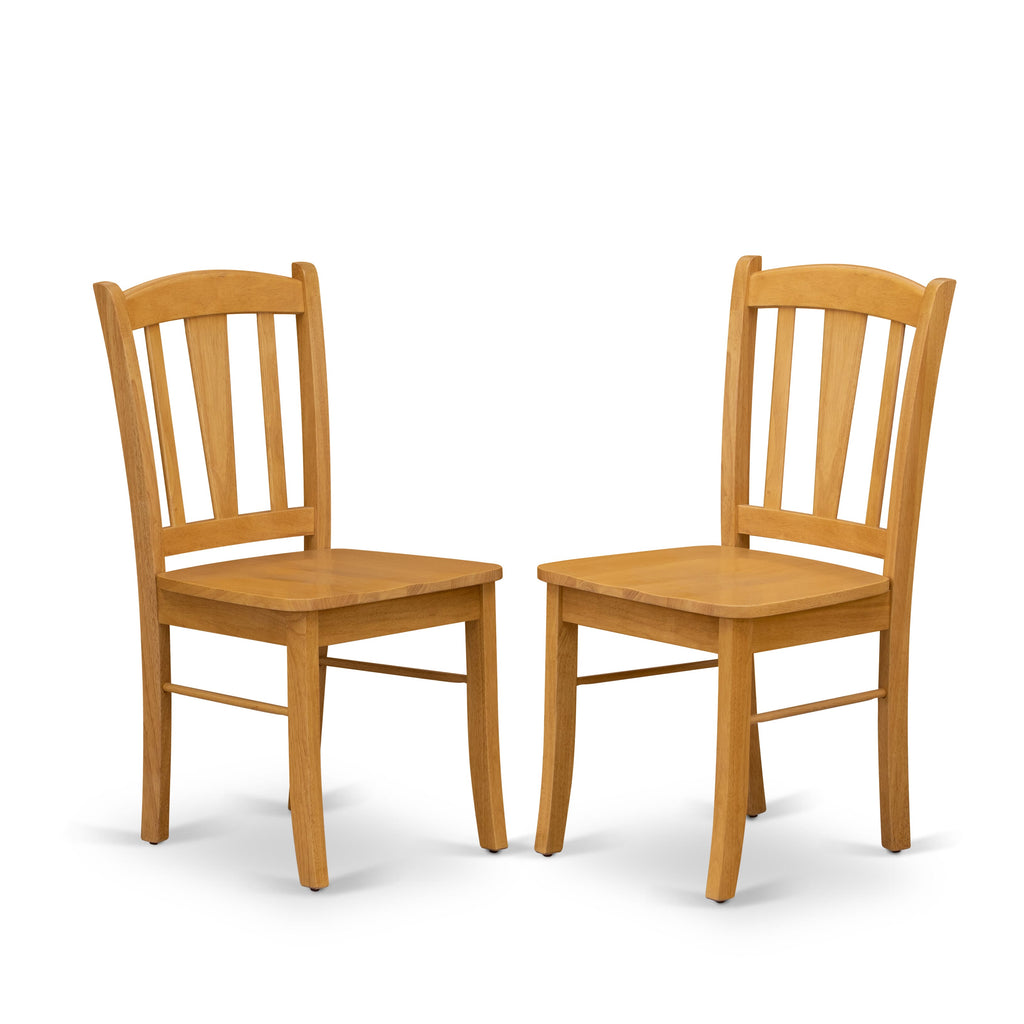East West Furniture DLC-OAK-W Dublin Dining Chairs - Slat Back Wooden Seat Chairs