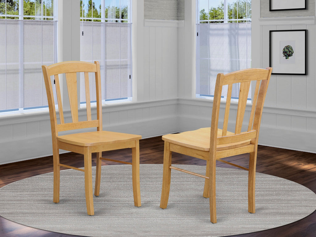 East West Furniture DLC-OAK-W Dublin Dining Chairs - Slat Back Wooden Seat Chairs