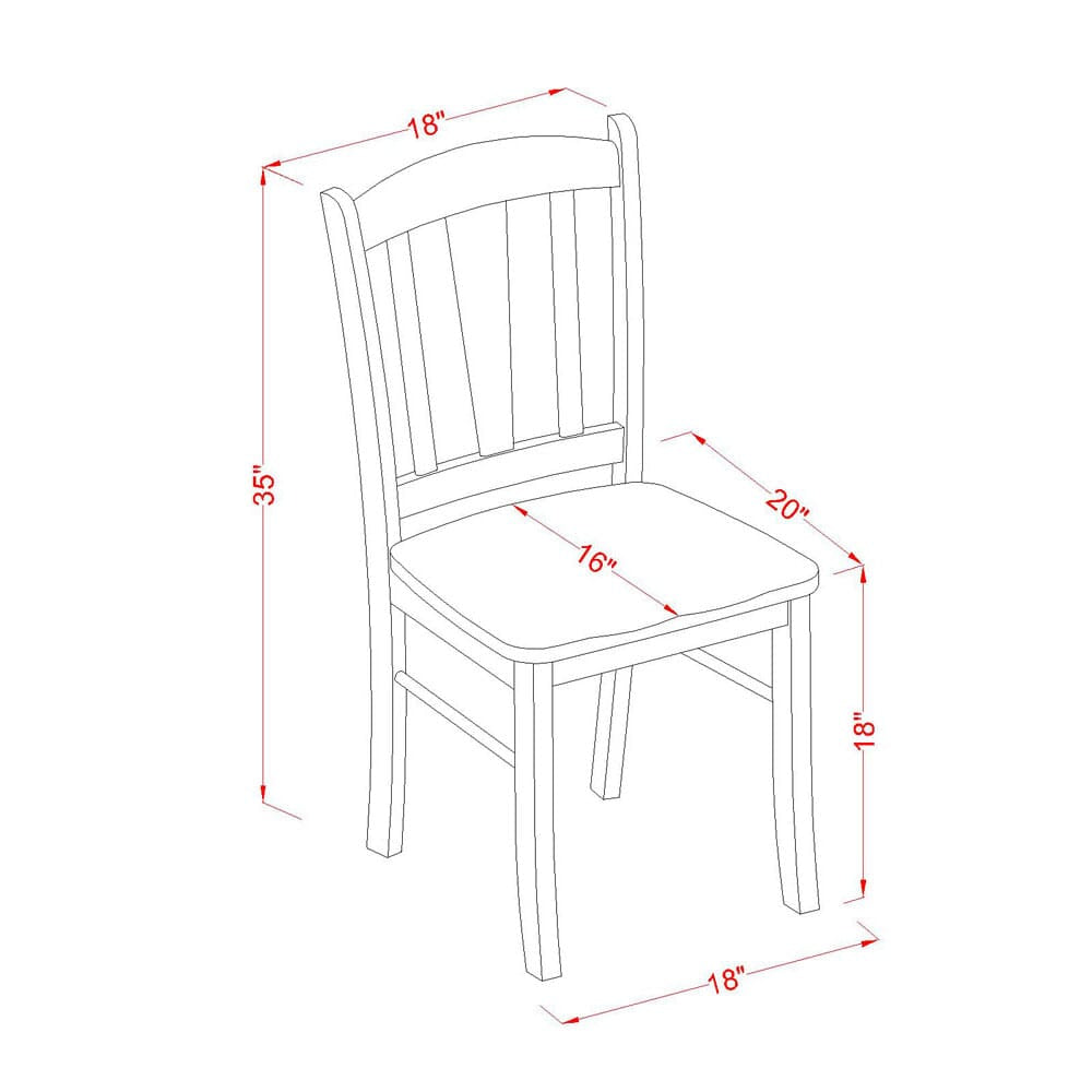 East West Furniture DLC-OAK-W Dublin Dining Chairs - Slat Back Wooden Seat Chairs