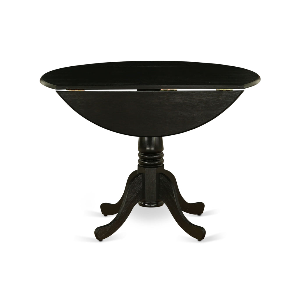 East West Furniture DLT-ABK-TP Dublin Dining Table - a Round Wooden Table Top with Dropleaf & Pedestal Base
