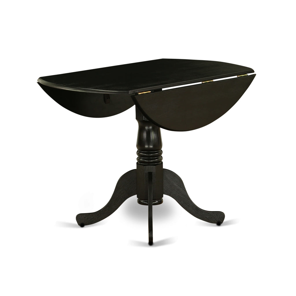 East West Furniture DLT-ABK-TP Dublin Dining Table - a Round Wooden Table Top with Dropleaf & Pedestal Base