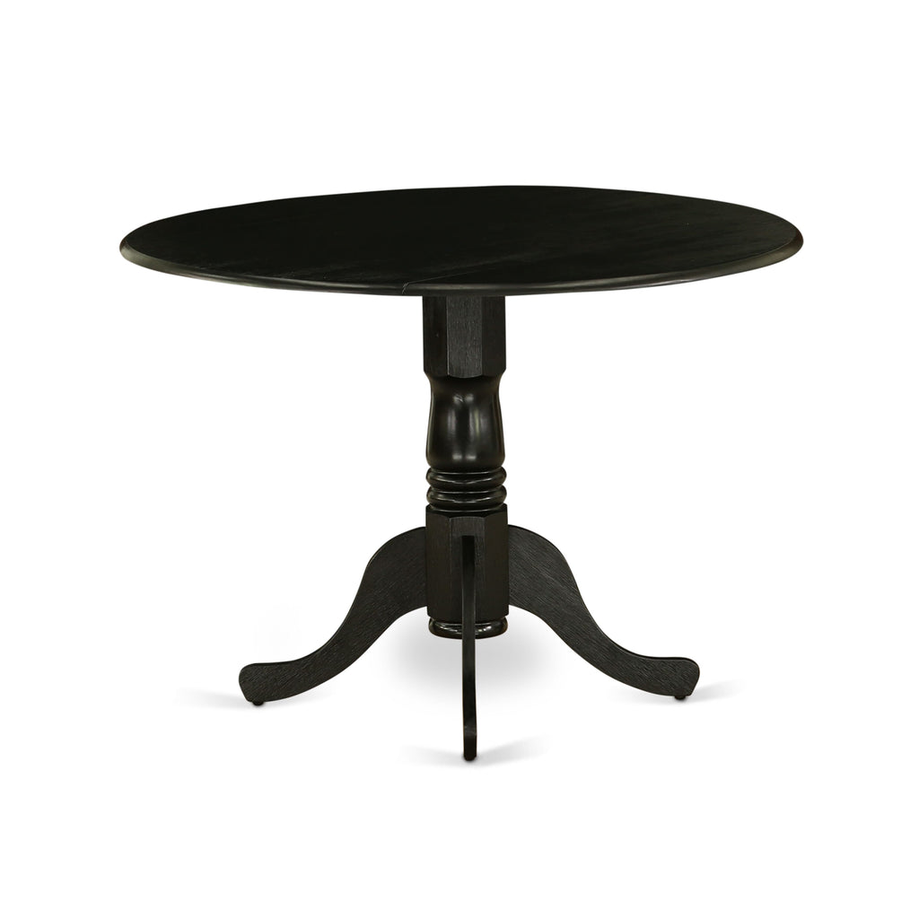 East West Furniture DLT-ABK-TP Dublin Dining Table - a Round Wooden Table Top with Dropleaf & Pedestal Base