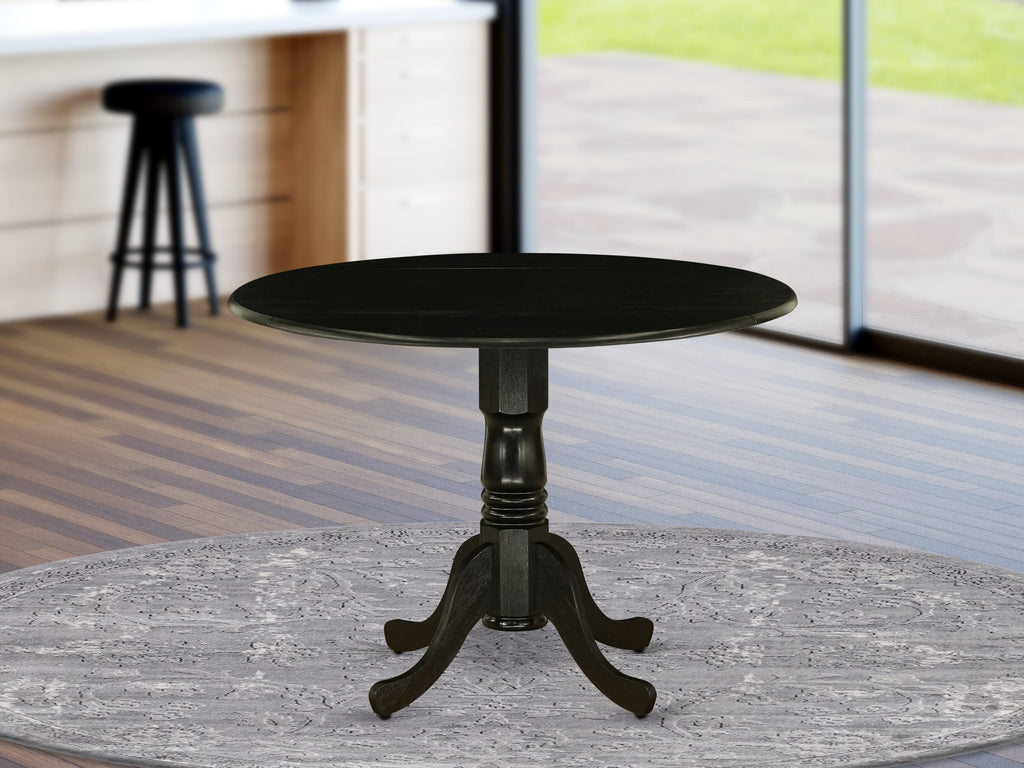 East West Furniture DLT-ABK-TP Dublin Dining Table - a Round Wooden Table Top with Dropleaf & Pedestal Base
