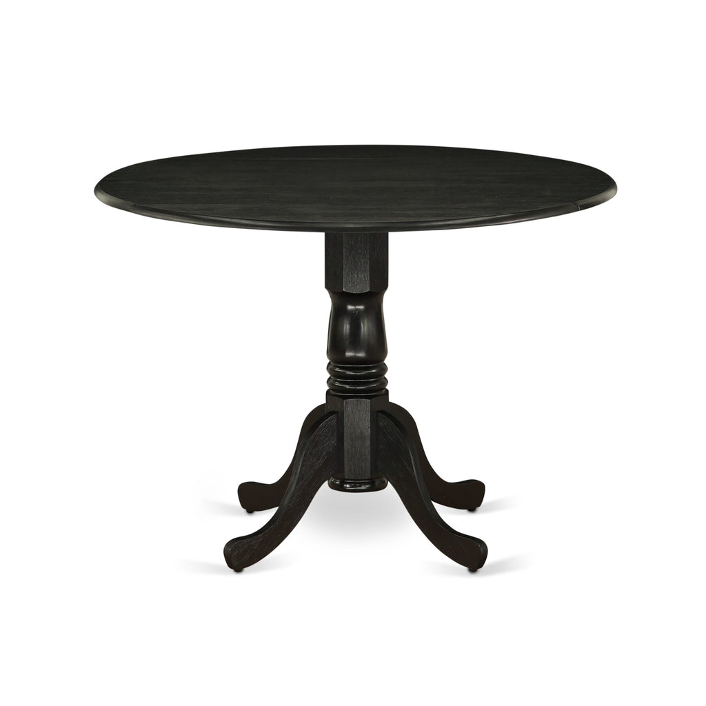 East West Furniture DLT-ABK-TP Dublin Dining Table - a Round Wooden Table Top with Dropleaf & Pedestal Base