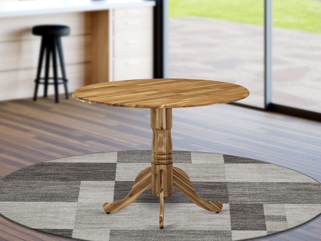 East West Furniture DLT-ANA-TP Dublin Modern Dining Table - a Round Kitchen Table Top with Dropleaf & Pedestal Base