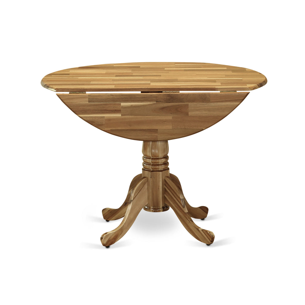 East West Furniture DLT-ANA-TP Dublin Modern Dining Table - a Round Kitchen Table Top with Dropleaf & Pedestal Base