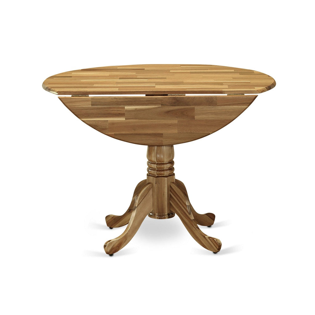 East West Furniture DLT-ANA-TP Dublin Modern Dining Table - a Round Kitchen Table Top with Dropleaf & Pedestal Base, 42x42 Inch, Natural