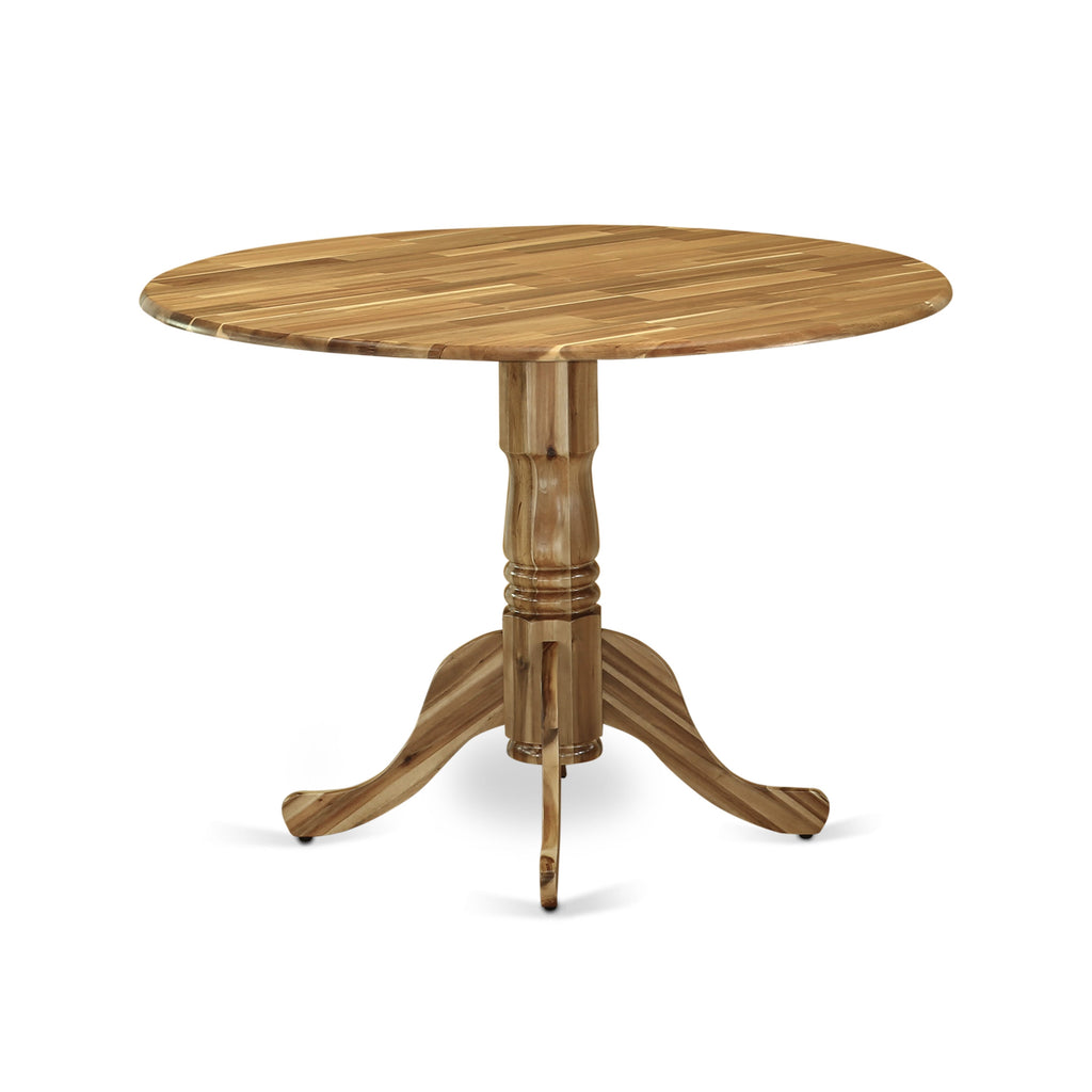 East West Furniture DLT-ANA-TP Dublin Modern Dining Table - a Round Kitchen Table Top with Dropleaf & Pedestal Base