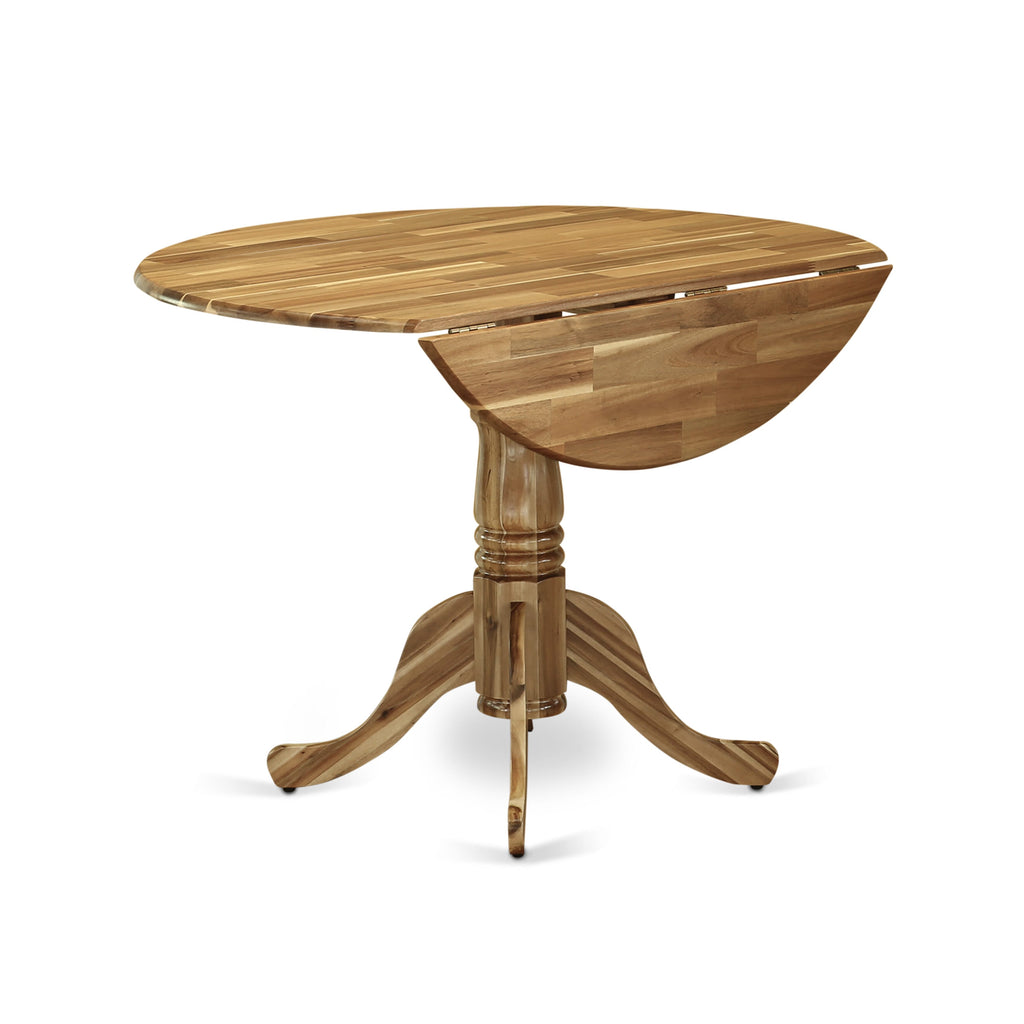 East West Furniture DLT-ANA-TP Dublin Modern Dining Table - a Round Kitchen Table Top with Dropleaf & Pedestal Base
