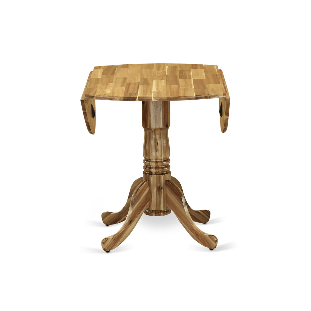East West Furniture DLT-ANA-TP Dublin Modern Dining Table - a Round Kitchen Table Top with Dropleaf & Pedestal Base