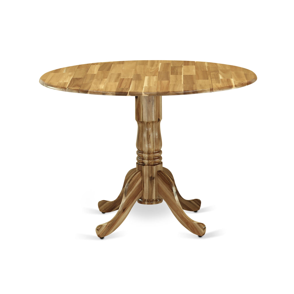 East West Furniture DLT-ANA-TP Dublin Modern Dining Table - a Round Kitchen Table Top with Dropleaf & Pedestal Base
