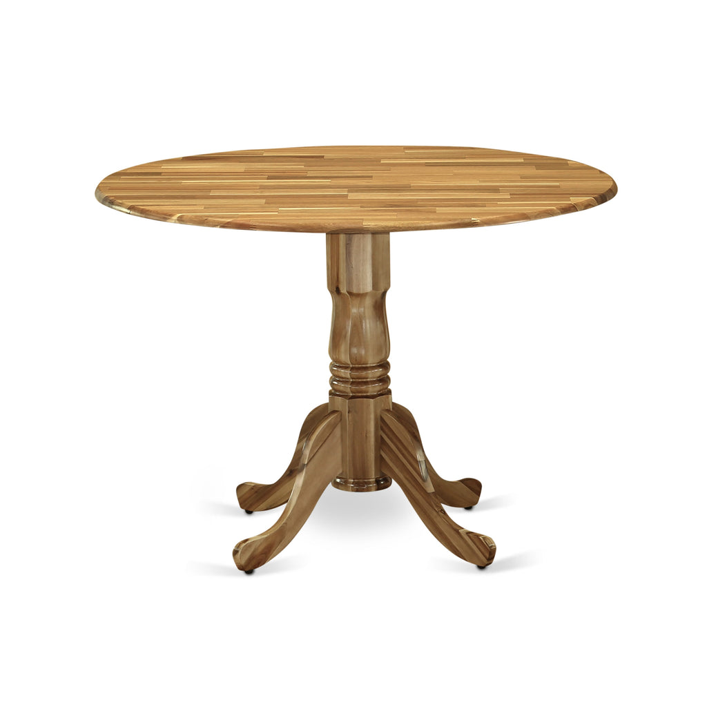 East West Furniture DLT-ANA-TP Dublin Modern Dining Table - a Round Kitchen Table Top with Dropleaf & Pedestal Base