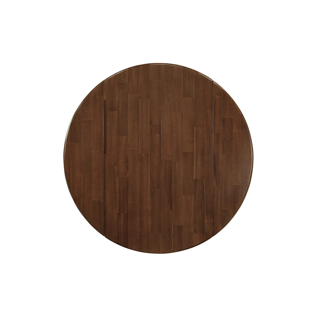 East West Furniture DLT-AWA-TP Dublin Dining Room Table - a Round Solid Wood Table Top with Dropleaf & Pedestal Base