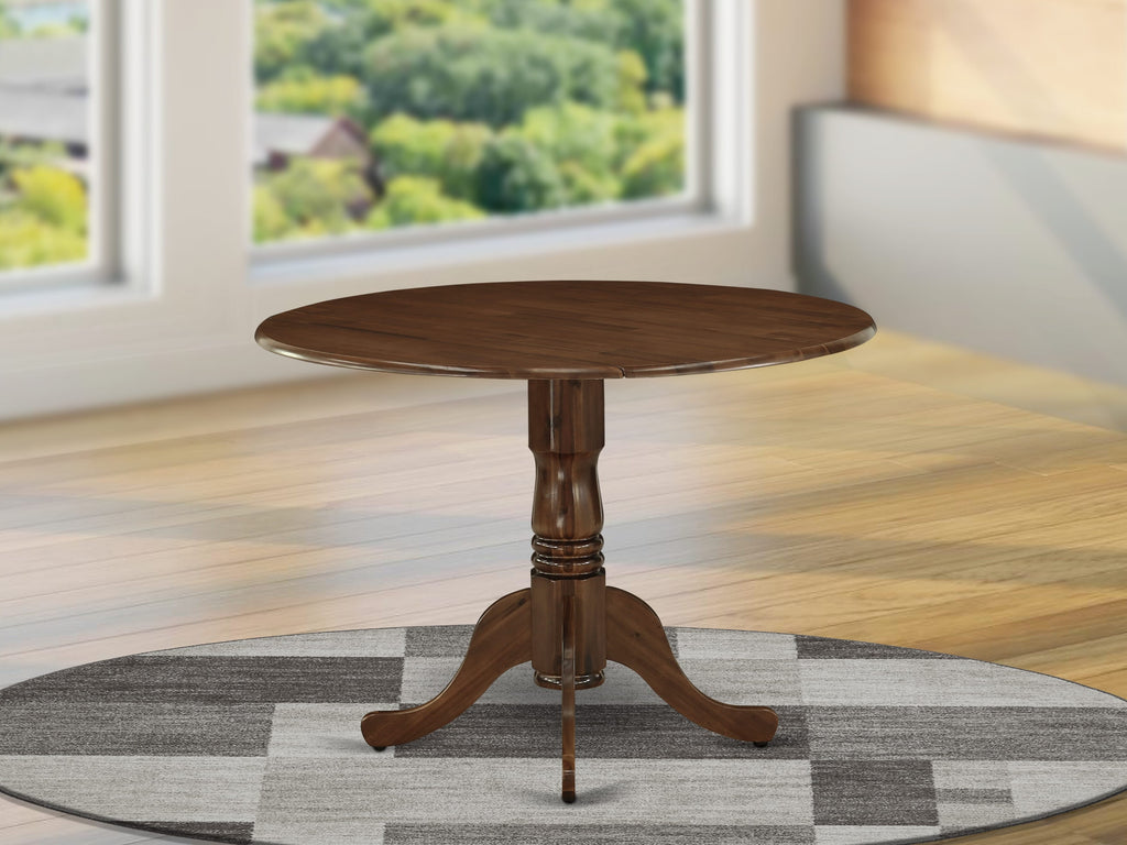 East West Furniture DLT-AWA-TP Dublin Dining Room Table - a Round Solid Wood Table Top with Dropleaf & Pedestal Base