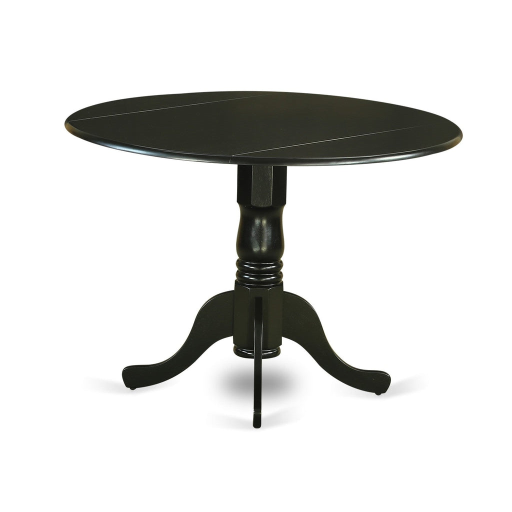 East West Furniture DLT-BLK-TP Dublin Modern Kitchen Table - a Round Dining Table Top with Dropleaf & Pedestal Base, 42x42 Inch, Black