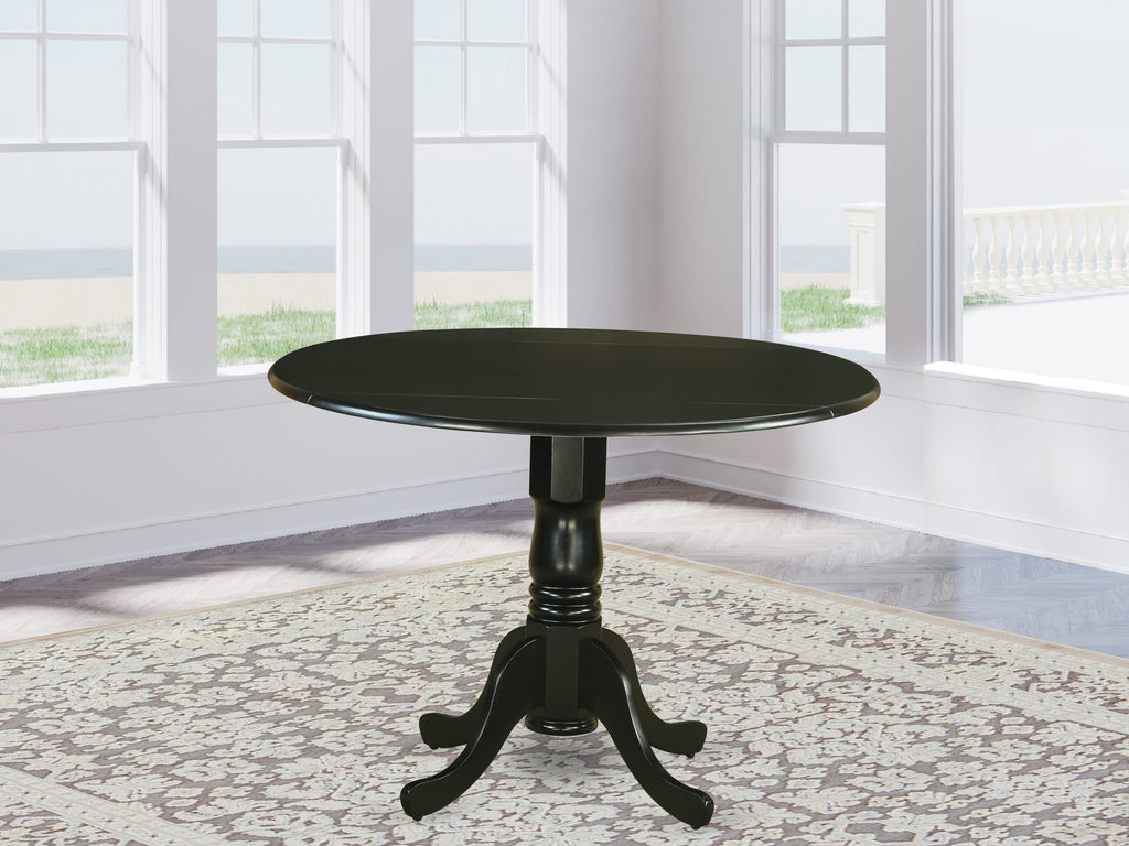 East West Furniture DLT-BLK-TP Dublin Modern Kitchen Table - a Round Dining Table Top with Dropleaf & Pedestal Base