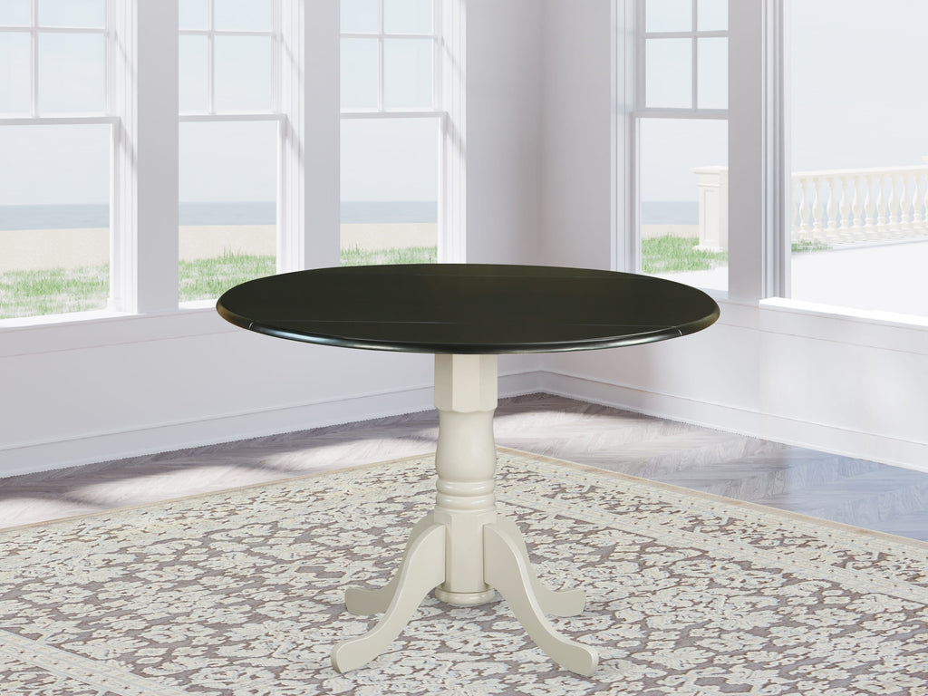 East West Furniture DLT-BLW-TP Dublin Dining Room Table - a Round Solid Wood Table Top with Dropleaf & Pedestal Base