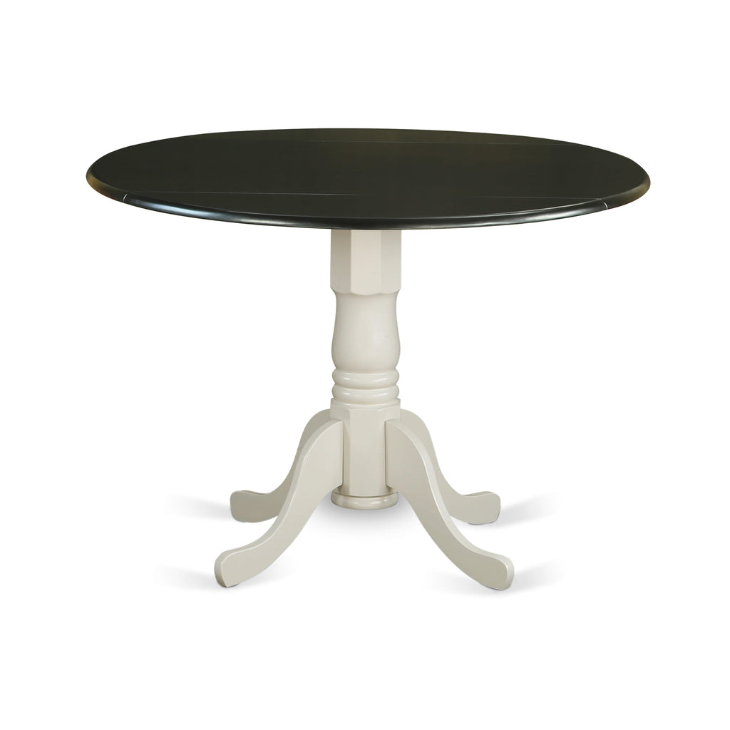 East West Furniture DLT-BLW-TP Dublin Dining Room Table - a Round Solid Wood Table Top with Dropleaf & Pedestal Base
