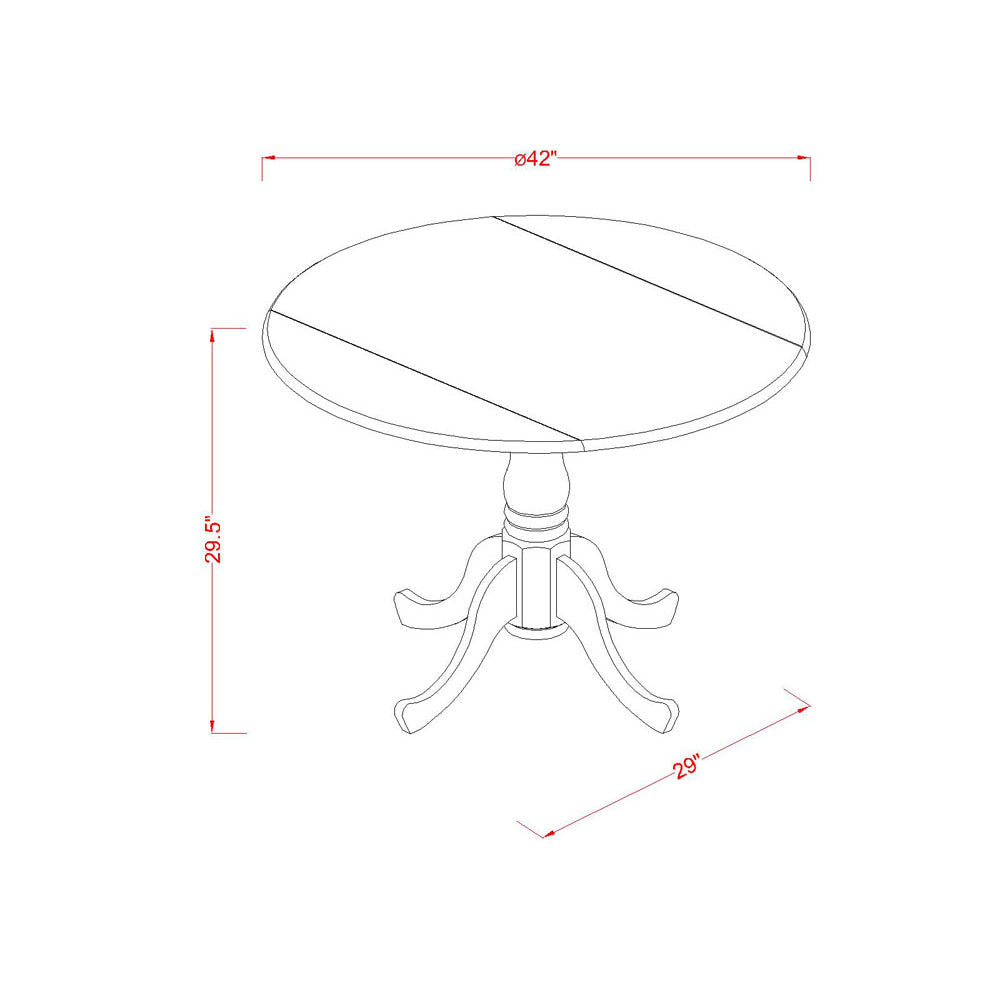 East West Furniture DLT-BMK-TP Dublin Modern Kitchen Table - a Round Dining Table Top with Dropleaf & Pedestal Base, 42x42 Inch, Buttermilk & Cherry