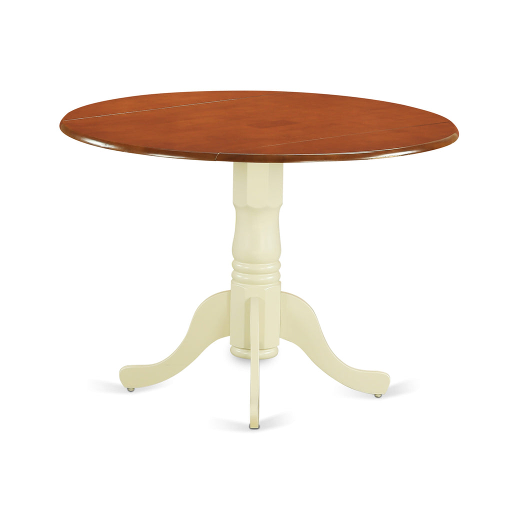 East West Furniture DLT-BMK-TP Dublin Modern Kitchen Table - a Round Dining Table Top with Dropleaf & Pedestal Base
