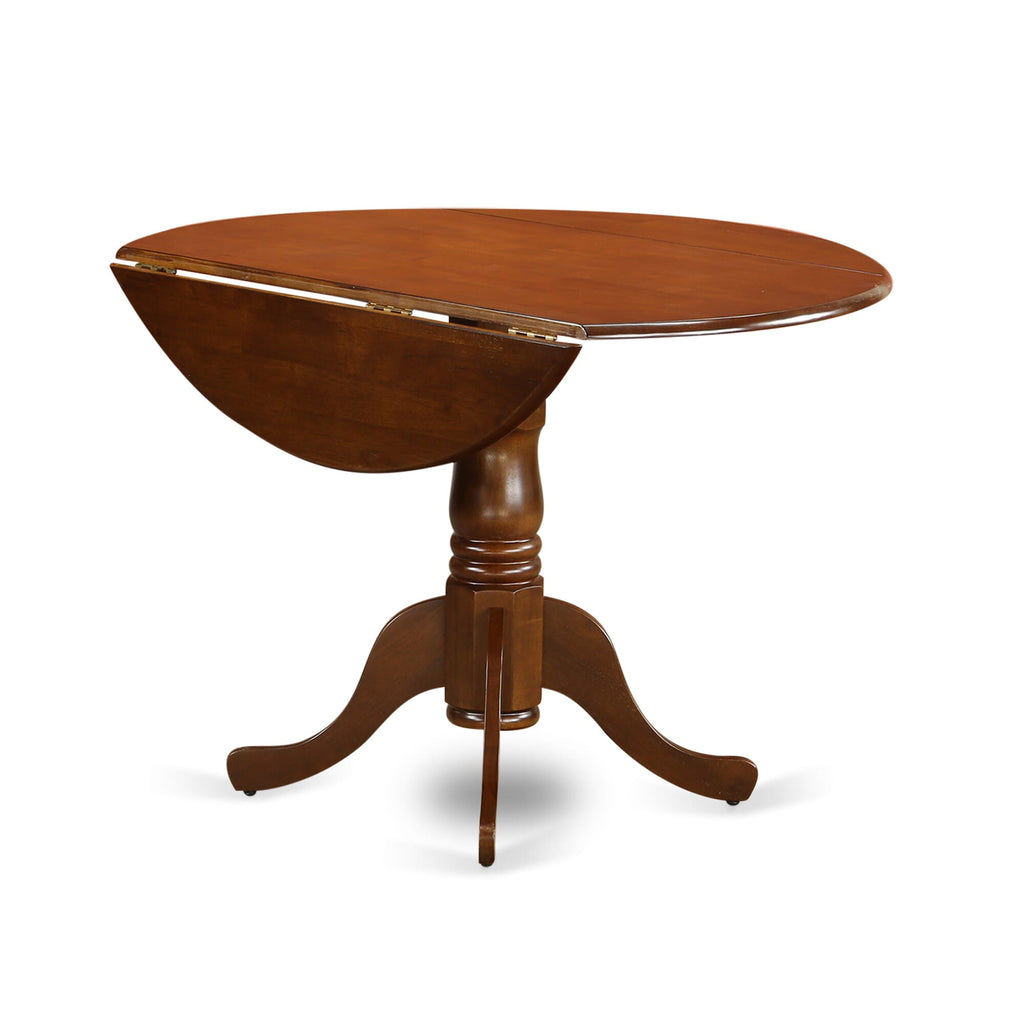 East West Furniture DLT-ESP-TP Dublin Modern Kitchen Table - a Round Dining Table Top with Dropleaf & Pedestal Base
