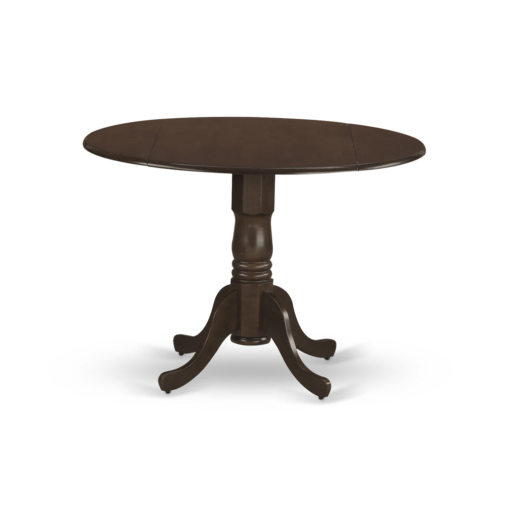 East West Furniture DLT-ESP-TP Dublin Modern Kitchen Table - a Round Dining Table Top with Dropleaf & Pedestal Base