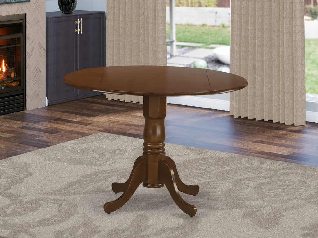 East West Furniture DLT-ESP-TP Dublin Modern Kitchen Table - a Round Dining Table Top with Dropleaf & Pedestal Base