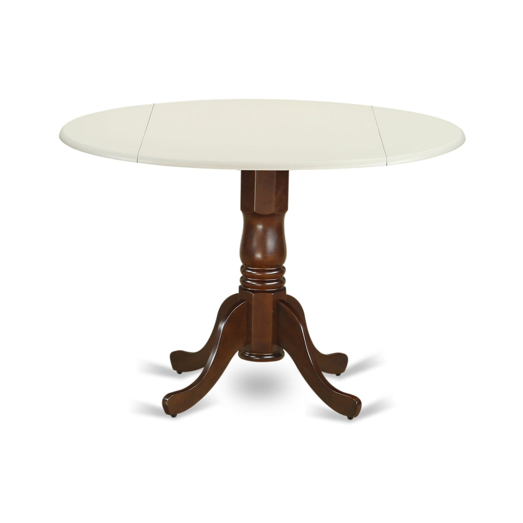 East West Furniture DLT-LMA-TP Dublin Modern Kitchen Table - a Round Dining Table Top with Dropleaf & Pedestal Base
