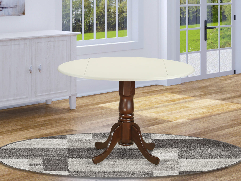 East West Furniture DLT-LMA-TP Dublin Modern Kitchen Table - a Round Dining Table Top with Dropleaf & Pedestal Base