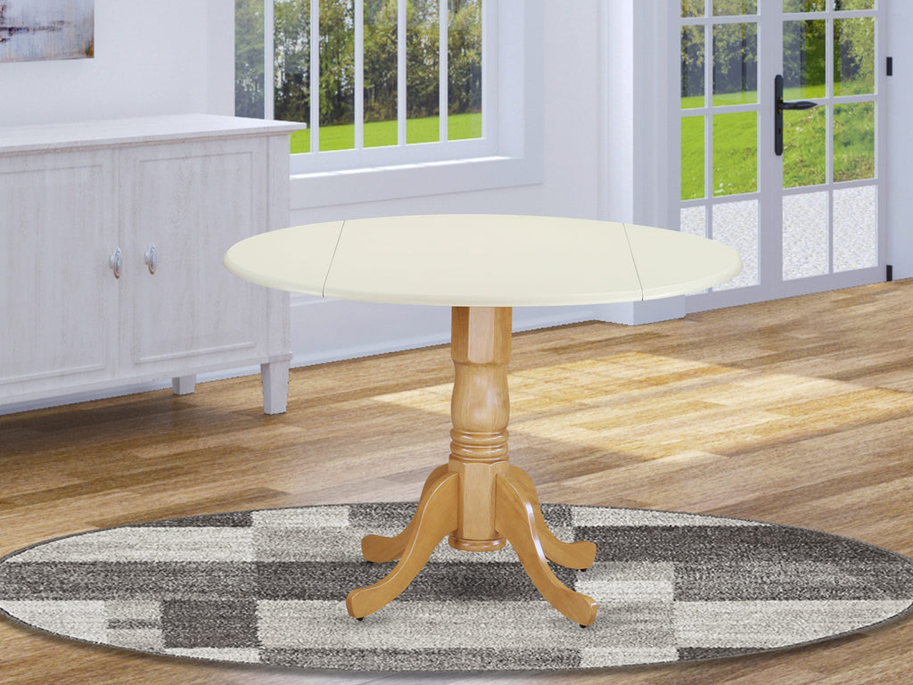 East West Furniture DLT-LOK-TP Dublin Kitchen Table - a Round Dining Table Top with Dropleaf & Pedestal Base