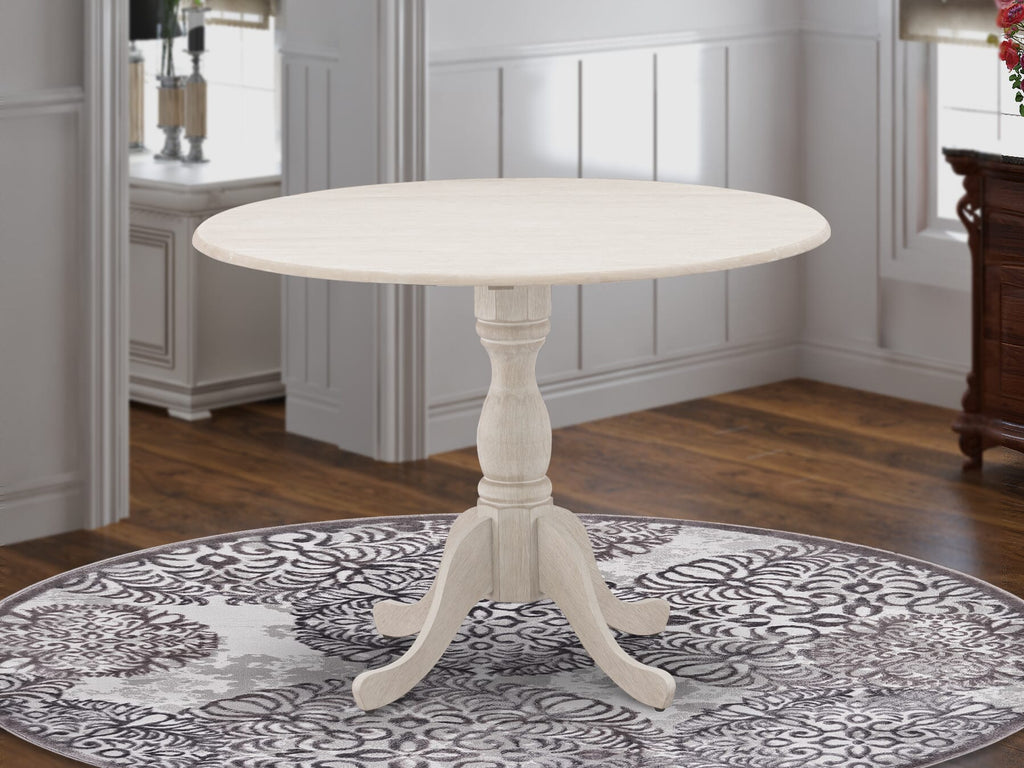 East West Furniture DMT-ABC-TP Dublin Kitchen Dining Table - a Round Wooden Table Top with Dropleaf & Pedestal Base