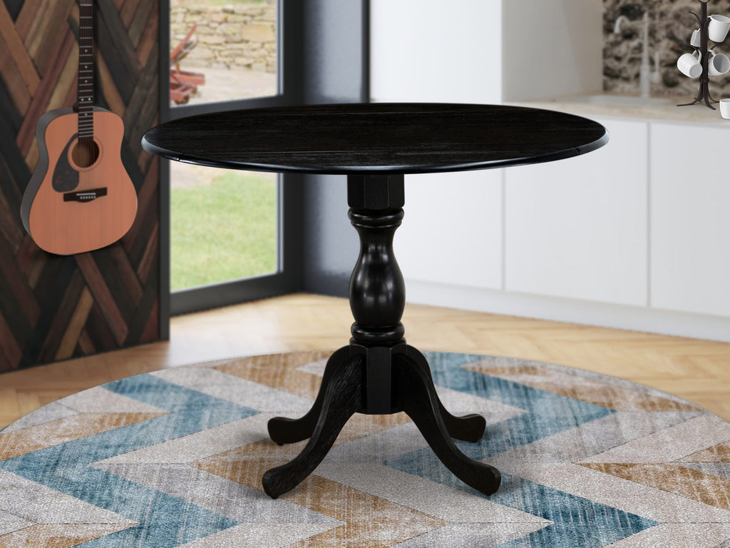 East West Furniture DMT-ABK-TP Dublin Dining Room Table - a Round Wooden Table Top with Dropleaf & Pedestal Base