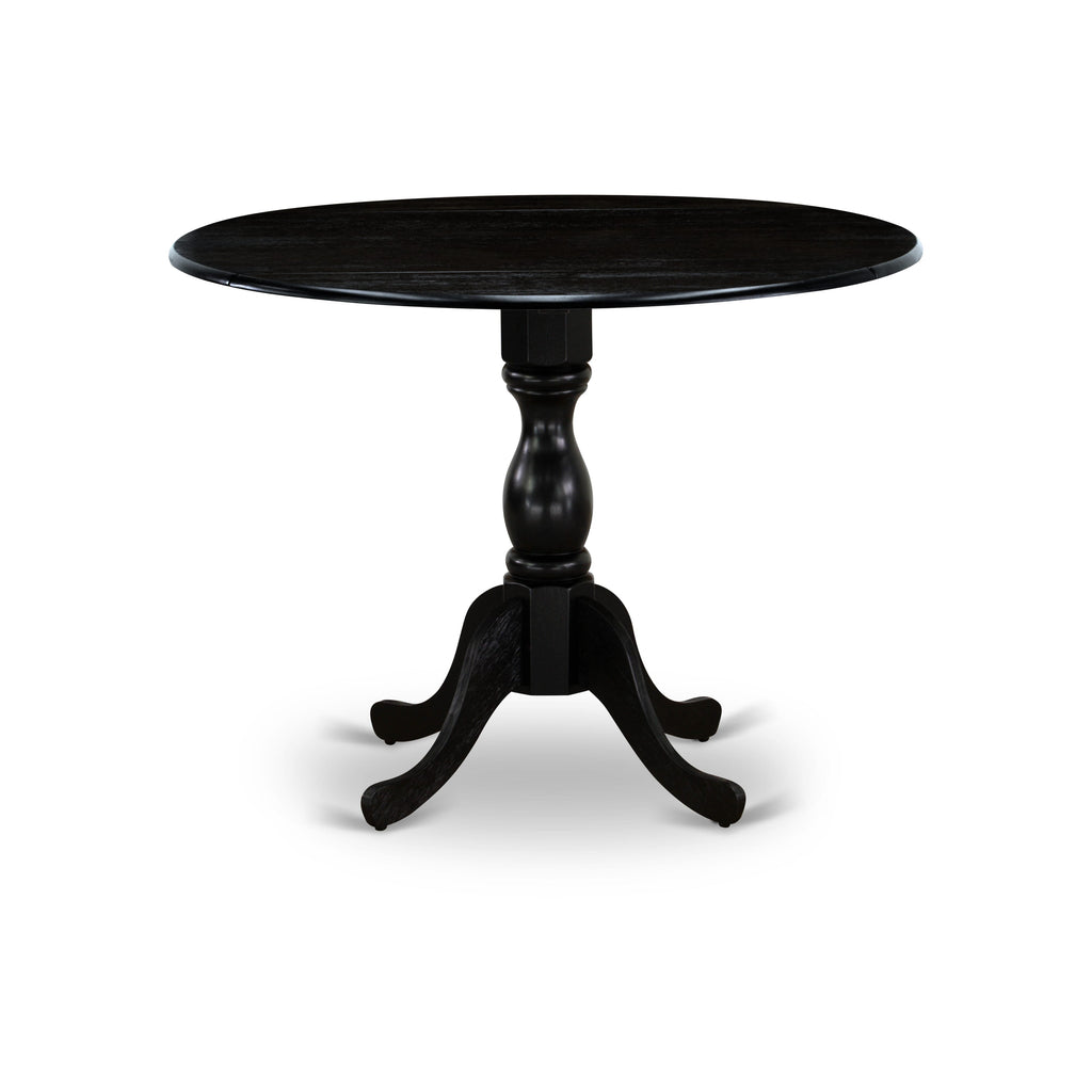 East West Furniture DMT-ABK-TP Dublin Dining Room Table - a Round Wooden Table Top with Dropleaf & Pedestal Base