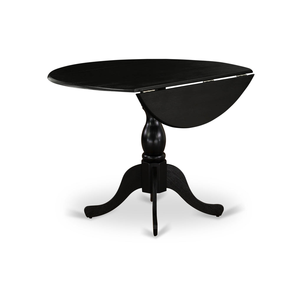 East West Furniture DMT-ABK-TP Dublin Dining Room Table - a Round Wooden Table Top with Dropleaf & Pedestal Base