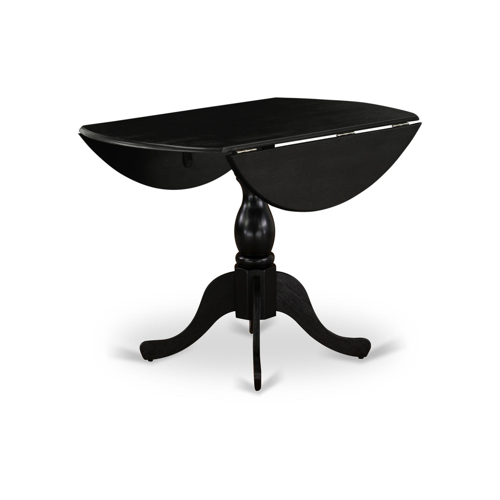 East West Furniture DMT-ABK-TP Dublin Dining Room Table - a Round Wooden Table Top with Dropleaf & Pedestal Base