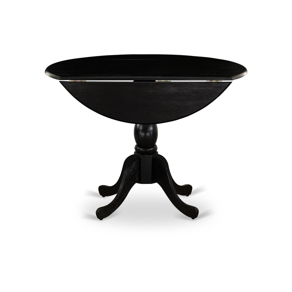 East West Furniture DMT-ABK-TP Dublin Dining Room Table - a Round Wooden Table Top with Dropleaf & Pedestal Base