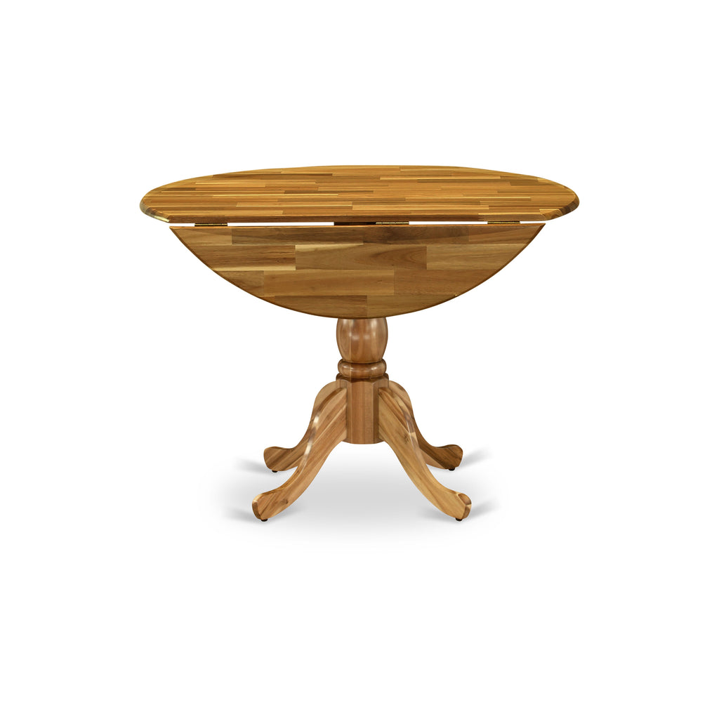 East West Furniture DMT-ANA-TP Dublin Kitchen Dining Table - a Round Wooden Table Top with Dropleaf & Pedestal Base