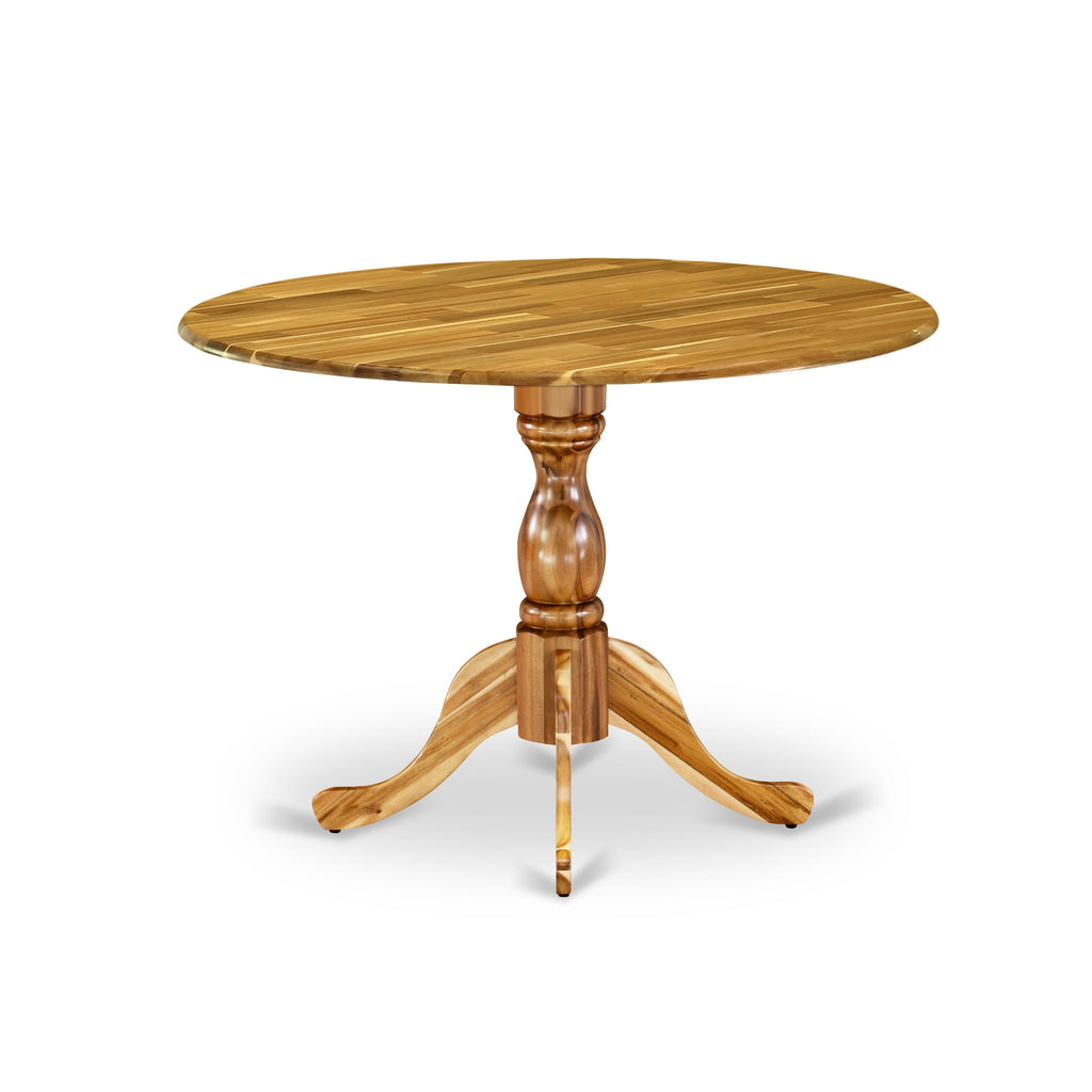 East West Furniture DMT-ANA-TP Dublin Kitchen Dining Table - a Round Wooden Table Top with Dropleaf & Pedestal Base
