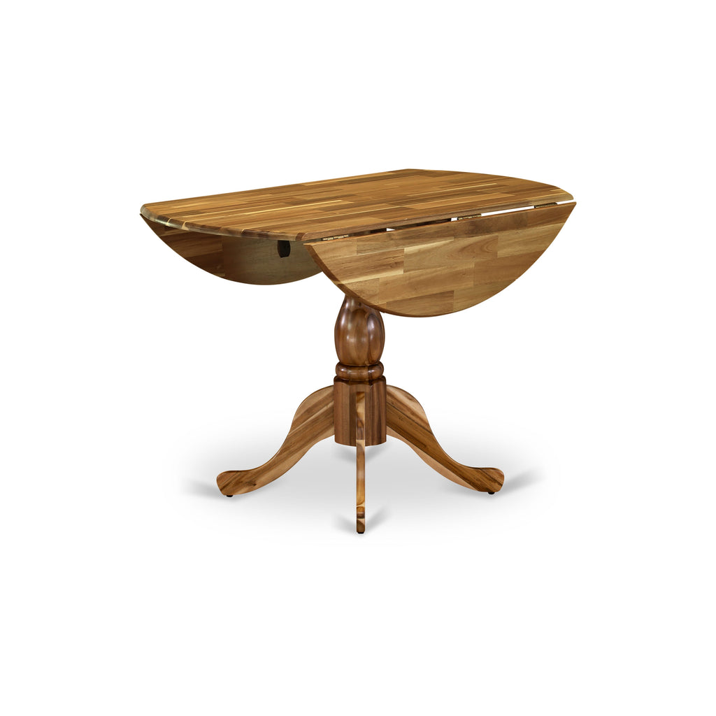 East West Furniture DMT-ANA-TP Dublin Kitchen Dining Table - a Round Wooden Table Top with Dropleaf & Pedestal Base