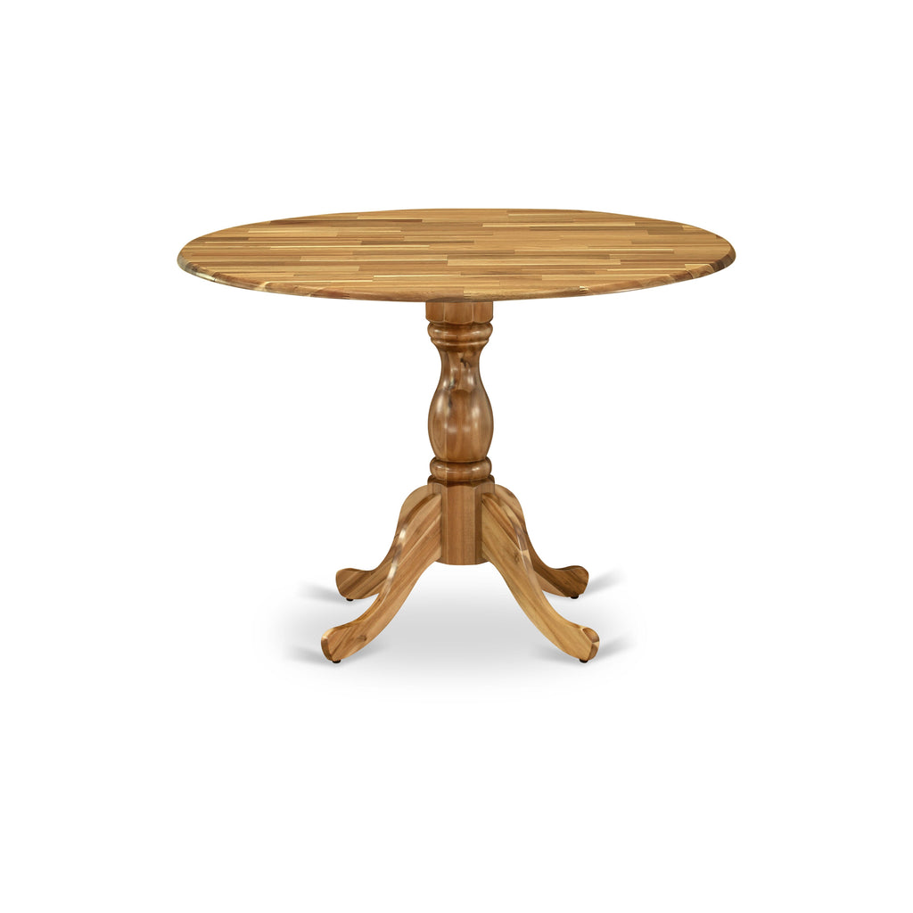 East West Furniture DMT-ANA-TP Dublin Kitchen Dining Table - a Round Wooden Table Top with Dropleaf & Pedestal Base