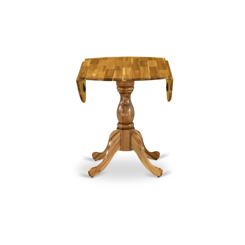 East West Furniture DMT-ANA-TP Dublin Kitchen Dining Table - a Round Wooden Table Top with Dropleaf & Pedestal Base