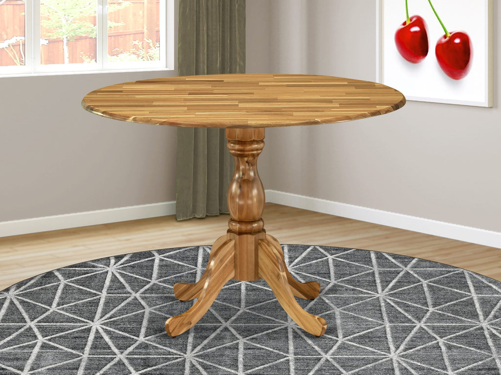 East West Furniture DMT-ANA-TP Dublin Kitchen Dining Table - a Round Wooden Table Top with Dropleaf & Pedestal Base