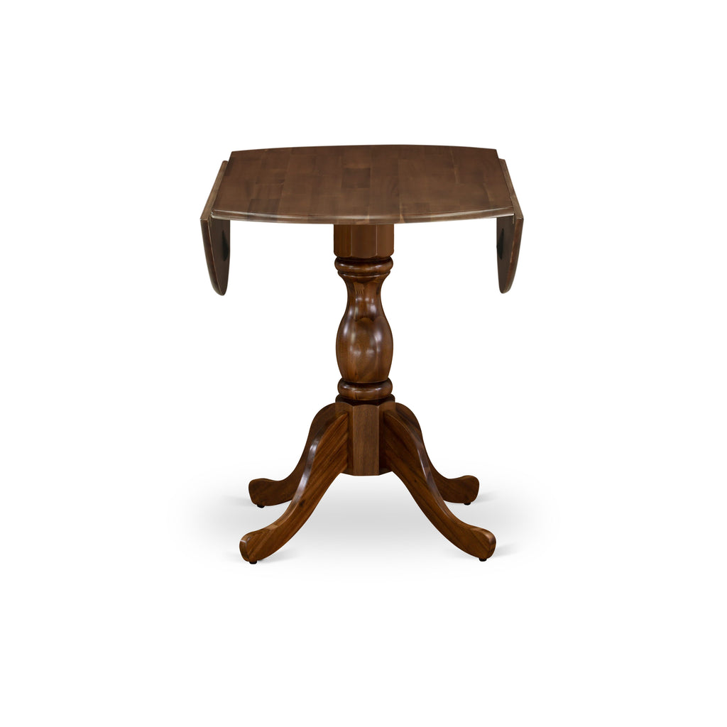 East West Furniture DMT-AWA-TP Dublin Kitchen Dining Table - a Round Wooden Table Top with Dropleaf & Pedestal Base