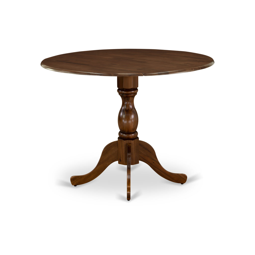 East West Furniture DMT-AWA-TP Dublin Kitchen Dining Table - a Round Wooden Table Top with Dropleaf & Pedestal Base